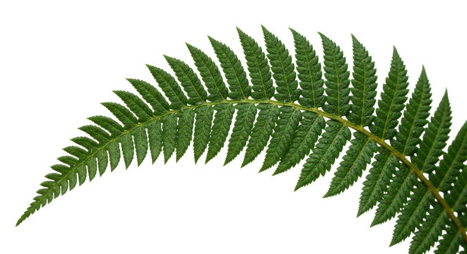 Green fern frond isolated PNG on transparent background, tropical plant foliage for design and decoration, botanical element