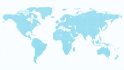 Global Map Illustration with Blue Dots on White Background