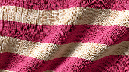 Textured Knit Fabric with Bold Pink and Cream Stripes: A Versatile Textile for Fashion, Crafts, and Design, Ideal for Backgrounds and Creative Projects
