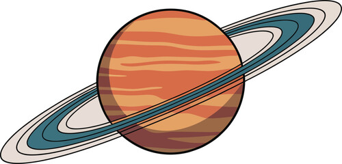 Detailed Illustration of Saturn Planet with Rings