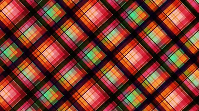 Vibrant Plaid Pattern Background Animation.