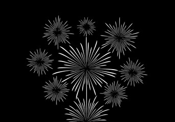 Fototapeta premium Illustration of fireworks exploding in the night sky viewed from below with dynamic movement