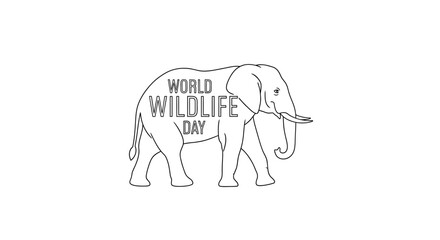 Obraz premium World Wildlife Day Elephant Outline with Text