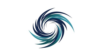 Abstract swirling spiral logo with gradient blue tones
