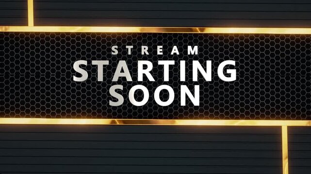 Stream starting soon gold text animation for streaming video 4k