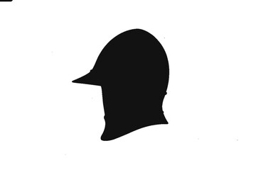 Shadow of a Helm: A detailed silhouette of a medieval helmet, an icon of past eras, stands isolated. © MetaPixel Studio