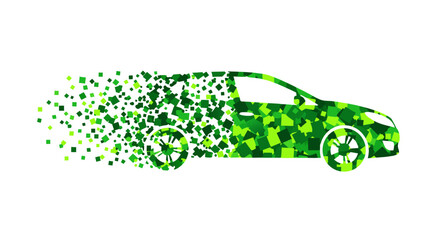 Green Car Illustration Vector Art Symbolizing Eco-Friendly Transportation and Sustainable Energy