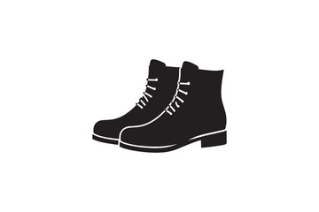Pair of black combat boots with white laces and soles on a clean white background represents a classic style