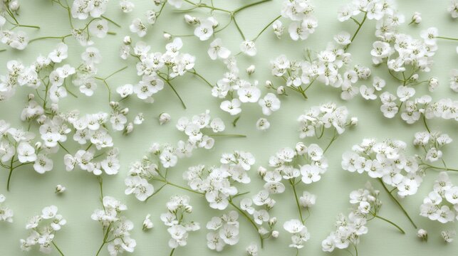 white flowers on green background