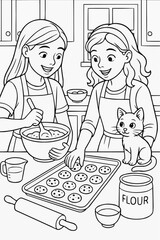 Girls baking cookies