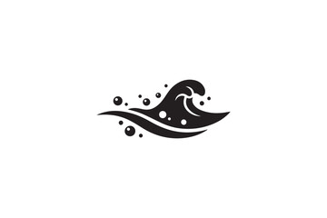 Obraz premium Abstract black wave with cresting foam and scattered bubbles, ocean symbol, represents water, sea, liquid, underwater, dynamic motion, energy, isolated