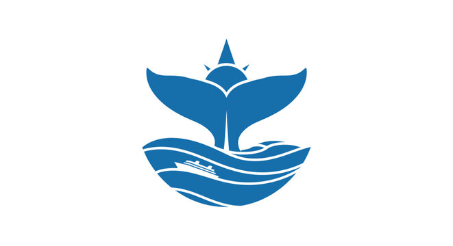 Flag of ulsan metropolitan city in south korea featuring a blue whale tail and waves