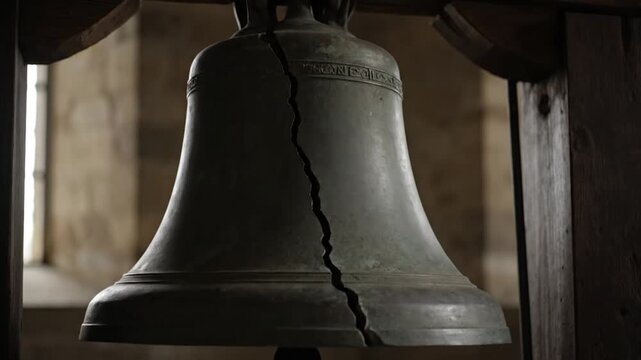 cracked church bell, broken metal, old