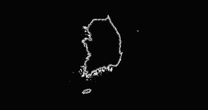 Sketch South Korea outline map animation - smooth progressive reveal