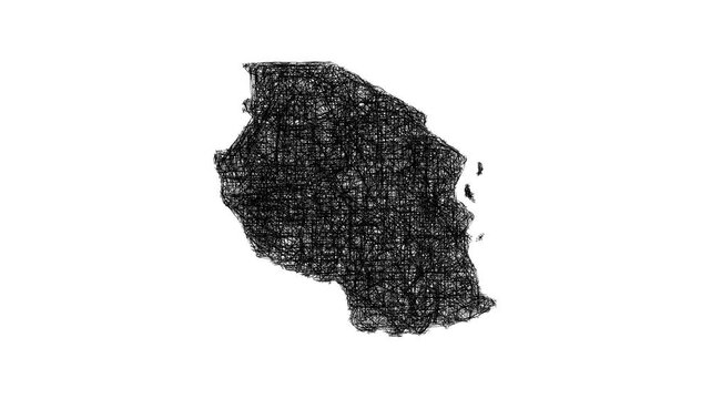 Sketch Tanzania outline map animation - smooth progressive reveal