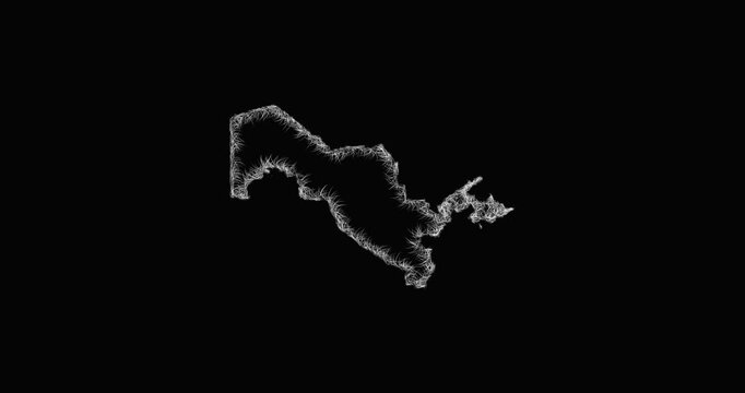 Sketch Uzbekistan outline map animation - smooth progressive reveal