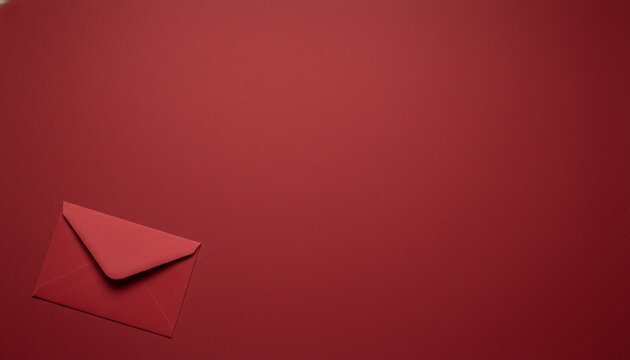 A vibrant crimson envelope lies gently on a complementary deep red background, symbolizing important communication and heartfelt sentiments