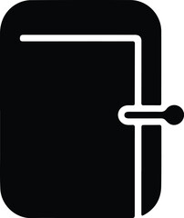 Black and white icon of a closed door with a handle on a white background entrance exit