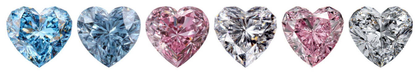Fototapeta premium PNG Colorful heart-shaped gemstones, transparent background