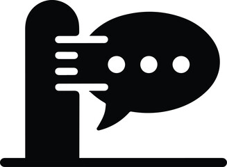 Black icon of a document with a speech bubble and three dots Keywords: icon, document, speech