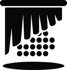 Black icon of a sieve with falling dots representing grains or seeds strainer filter