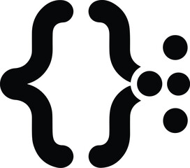 Curly Braces and Three Dots Icon on White Background brackets punctuation