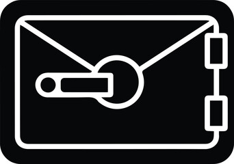 Envelope icon resembling a safe on white background mail letter