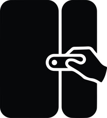 Hand Turning Door Knob Icon on White Background handle