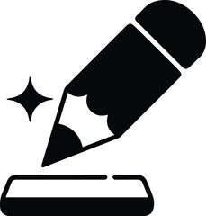 Pencil Drawing Sparkle Icon on White Background symbol graphic