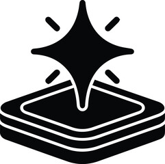 Sparkle and Square Base Icon Black and White Vector Graphic star shine