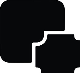 Two overlapping rounded square shapes with a smaller decorative shape abstract geometric