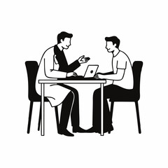 Fototapeta premium vector silhouette of a patient consulting with a doctor