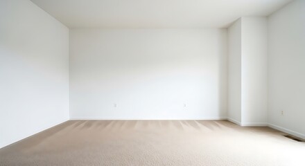 Obraz premium Empty room with beige carpet and white walls ready for staging.