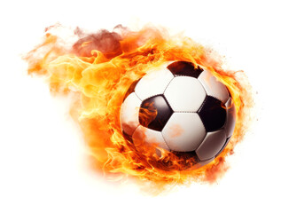 Fototapeta premium PNG Soccer ball flying on fire soccer sports soccer ball.
