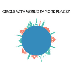 Circle With World Famous Places Vector Design
