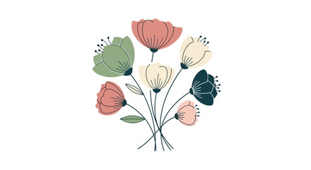 Naklejka premium Hand Drawn Flowers Bouquet Illustration Art.