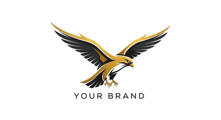 Obraz premium Golden Eagle Logo Illustration in Flight.