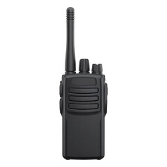 Black two-way radio walkie talkie device isolated on transparent background