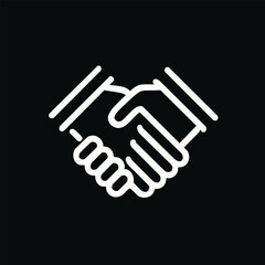 Fototapeta premium Minimal line handshake icon symbolizing partnership, trust, agreement and cooperation. Clean vector design ideal for business, finance and teamwork concepts