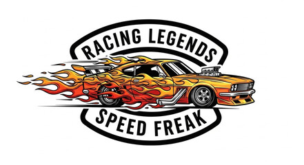 Racing Car Flame Design Logo. © Dandi