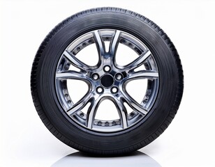 Obraz premium wheel with tire with an alloy rim isolated on white background