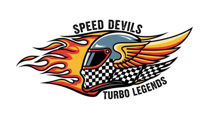 Obraz premium Racing Car Logo with Flames.