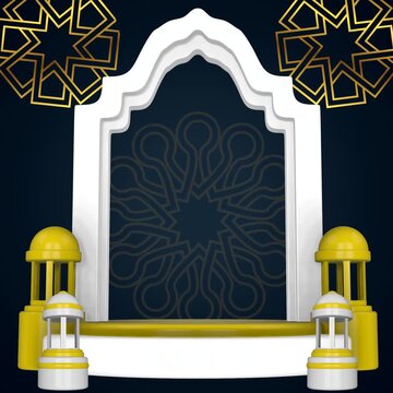 White and gold islamic design suitable for backgrounds, banners, invitations, and religiousthemed projects. Elegant and ornate decorative elements featured.