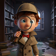 Curious Kid Detective Investigating