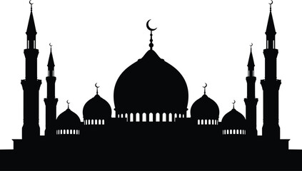 Silhouette of a mosque with minarets and domes © Rohima