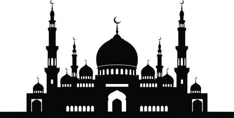 Silhouette of a mosque with minarets and domes © Rohima