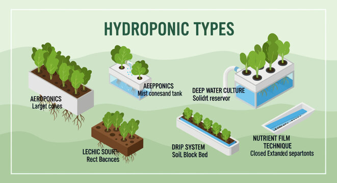 Different Hydroponic Systems for Plant Growth.