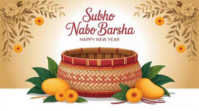 Kulo Poila Boisakher, Kulo front view Subho Nabo Barsha, Vector Kulo Vector illustration of Bengali New Year  Kulo, for a Happy New Year, marriage Kulo,