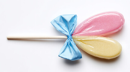 Watercolor style Easter bunny lollipop with soft pastel tones, hand-painted effect, delicate brush strokes, isolated on white background, high quality scan