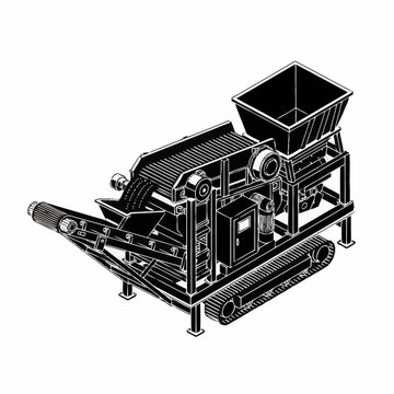 Industrial crusher machine for recycling and processing materials.